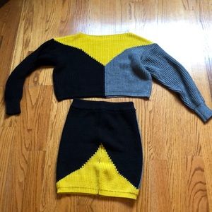 Reversible Geometric Sweater + Skirt Set